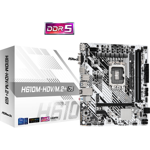 Placa Madre Asrock H610M-HDV/M.2+ D5, LGA1700, DDR5