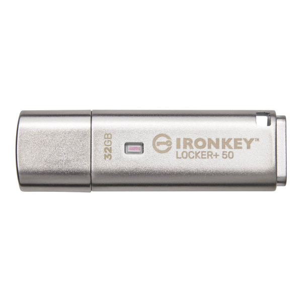 Kingston IronKey Locker+ 50 - Unidad flash USB - cifrado - 32 GB - USB 3.2 Gen 1 (IKLP50/32GB)