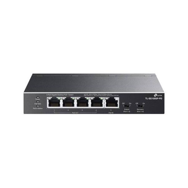 TP-Link TL-SG1005P - Conmutador - sin gestionar - 4 x 10/100/1000 (PoE) + 1 x 10/100/1000 - sobremesa - PoE (56 W) (TL-SG1005P)
