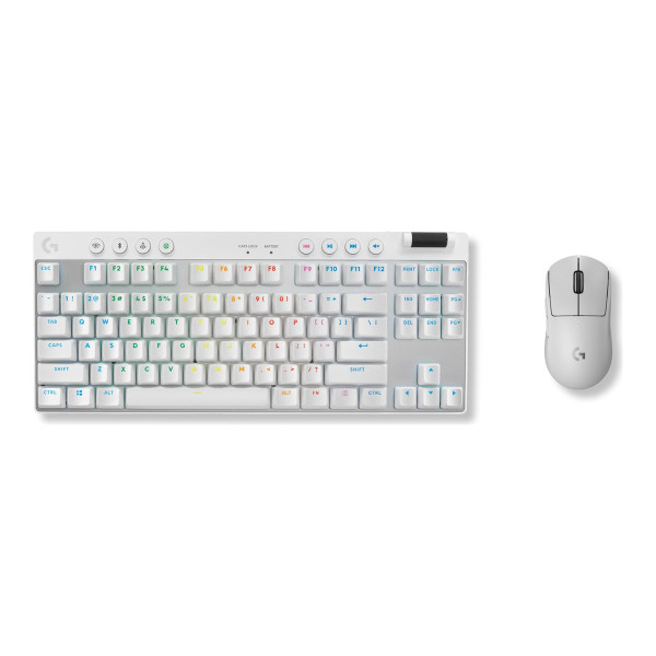 Teclado Gaming Inalámbrico Logitech G PRO X TKL LIGHTSPEED  Blanco (Interruptores Táctiles GX Brown) (920-012143)
