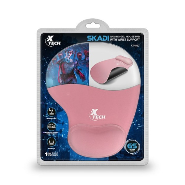 Mouse Pad Xtech XTA-530 Skadi Gaming con soporte de muñeca Gel Color Rosado