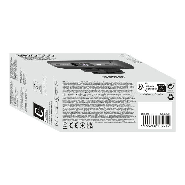 Webcam Logitech BRIO 500 USBC 4MP Full HD 1080p con Cable (960-001412)
