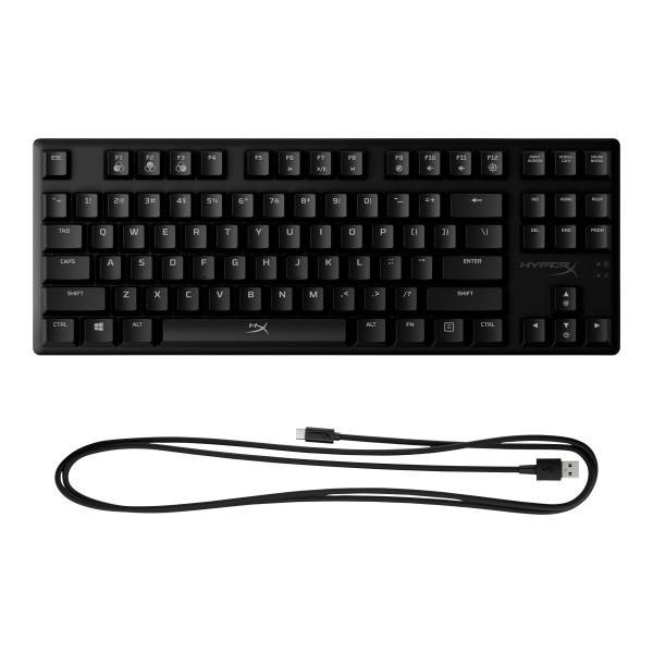 Teclado HyperX Alloy Origins Core con Retroiluminación USBC QWERTY EE. UU.  Interruptor HyperX Red (Negro) (4P5P3AA#ABA)
