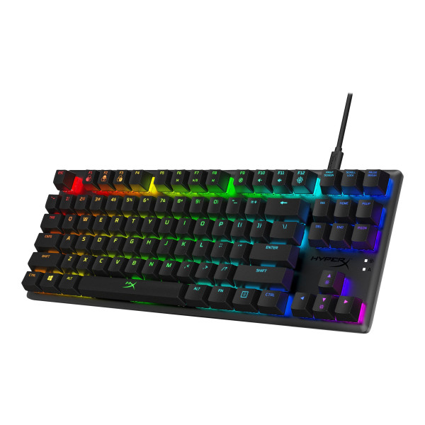 Teclado HyperX Alloy Origins Core con Retroiluminación USBC QWERTY EE. UU.  Interruptor HyperX Red (Negro) (4P5P3AA#ABA)