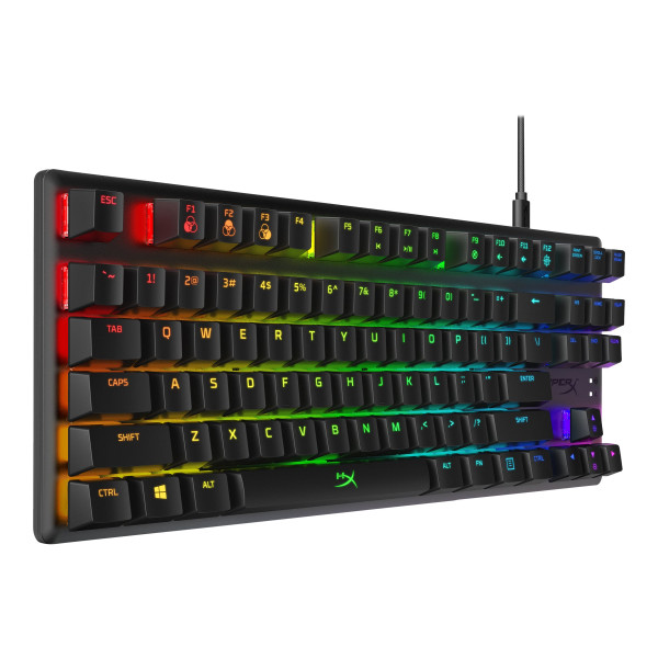 Teclado HyperX Alloy Origins Core con Retroiluminación USBC QWERTY EE. UU.  Interruptor HyperX Red (Negro) (4P5P3AA#ABA)