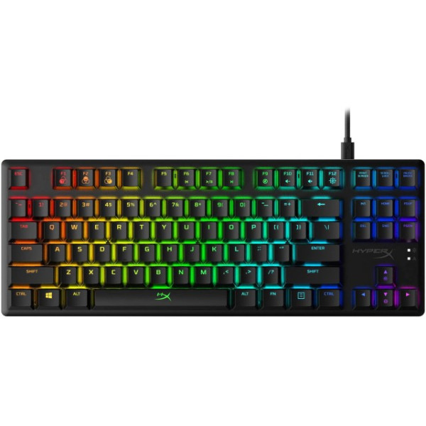 Teclado HyperX Alloy Origins Core con Retroiluminación USBC QWERTY EE. UU.  Interruptor HyperX Red (Negro)