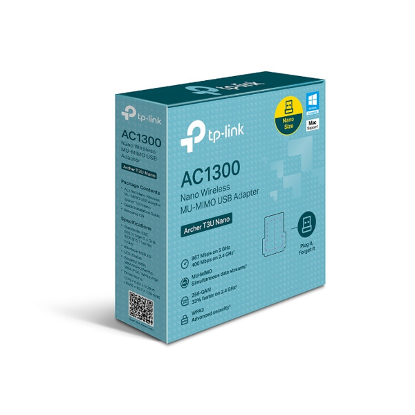 TP-Link Archer T3U Nano - Adaptador de red - USB 2.0 - Wi-Fi 5 (ARCHER T3U NANO)
