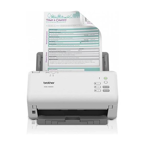 Brother ADS-4300N - Escáner de documentos - CIS dual - a dos caras - A4 - 600 ppp x 600 ppp - hasta 40 ppm (mono) / hasta 40 ppm (color) - Alimentador automático de documentos (ADF) (80 hojas)  ...