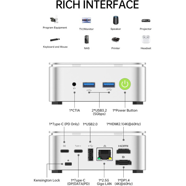 GMKtec  Mini PC G10 Ryzen 5 3500U 16GB RAM 512GB  SSD Win 11 Pro (GMKtecG10)