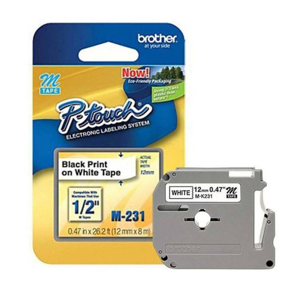 Cinta Para Impresora de Etiqueta Brother 12Mm Negro Sobre Blanco