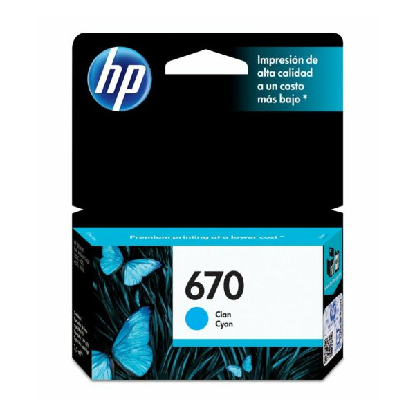 Cartucho de Tinta HP 670 Color Cyan 
