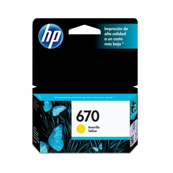 Cartucho de Tinta HP 670 Color Amarilla (CZ116AL)
