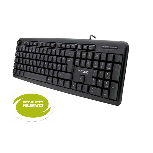 Teclado Estándar Philco USB Slim, 105 Teclas, Conexión USB 2.0, Negro