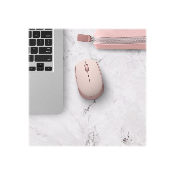 Logitech M170 Wireless Mouse, Ambidextrous, Rose - Ratón - diestro y zurdo - óptico - 3 botones - inalámbrico - 2.4 GHz - receptor inalámbrico USB - rosa (910-006862)