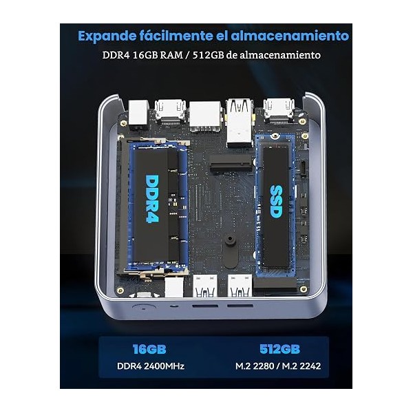 Mini PC Getorli AMD Ryzen 5 3501U 16 GB DDR4 RAM 512 GB NVMe SSD WiFi 6 Bluetooth 5.3 WIN 11 PRO (GT1013501U16512)