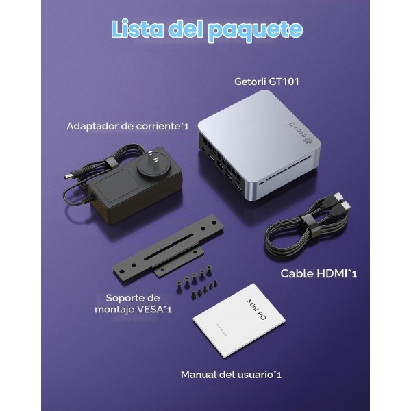 Mini PC Getorli AMD Ryzen 5 3501U 16 GB DDR4 RAM 512 GB NVMe SSD WiFi 6 Bluetooth 5.3 WIN 11 PRO (GT1013501U16512)