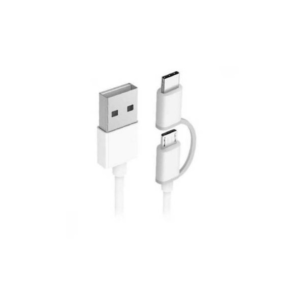 Cable USB Xiaomi Mi 2-in-1, Kit de cable, USB 2.4 A, 1 metro, Color blanco (15303)