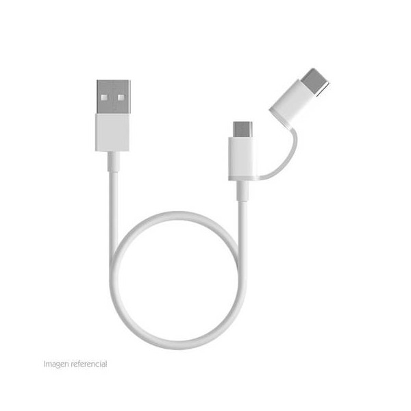Cable USB Xiaomi Mi 2-in-1, Kit de cable, USB 2.4 A, 1 metro, Color blanco