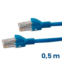 Cable de red patch cord Cat5e 0,5 m color azul.