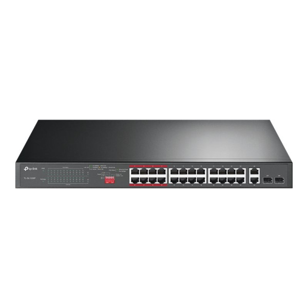 Conmutador TPLink TLSL1226P  24 Puertos PoE+, 2 Puertos Gigabit SFP, Sobremesa/Montaje en Rack, PoE+ (250 W) (TL-SL1226P)