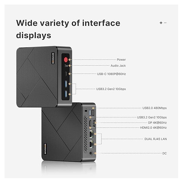 BOSGAME Mini PC AMD Ryzen 5 3550H 16GB DDR4 512GB PCIe SSD Dual RJ45 Triple Pantalla 4K USB-C USB 3.2 Wifi 5 Win 11 Pro (BOSGAME E4 3550H)