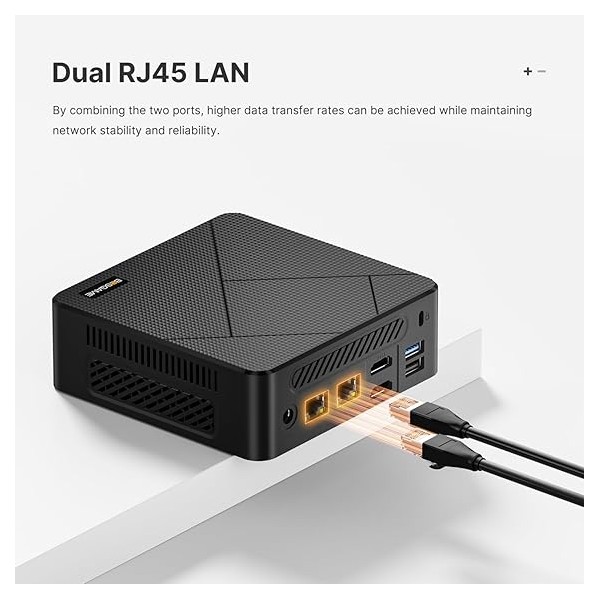 BOSGAME Mini PC AMD Ryzen 5 3550H 16GB DDR4 512GB PCIe SSD Dual RJ45 Triple Pantalla 4K USB-C USB 3.2 Wifi 5 Win 11 Pro (BOSGAME E4 3550H)