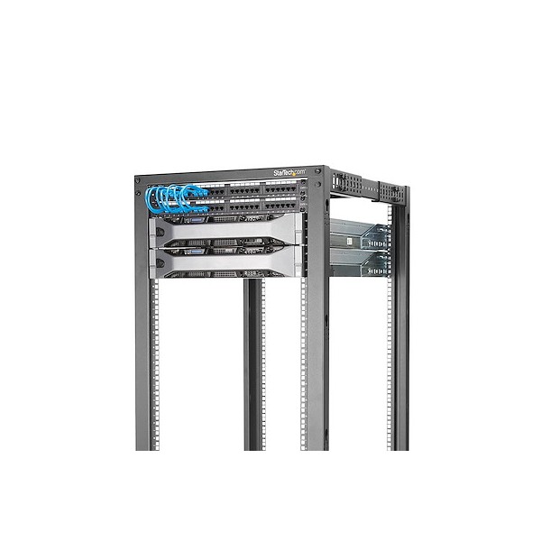 Rack 18U Móvil de Marco Abierto de 4 Columnas para Servidores - Rack de Cuatro Columnas de 19 Pulgadas para Equipo de Red e Informático - Ruedas o Patas Niveladoras (4POSTRACK18U)