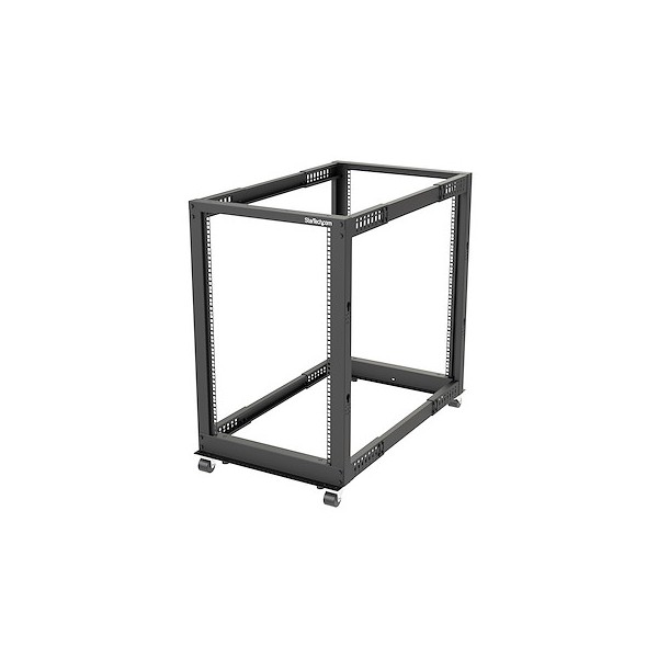 Rack 18U Móvil de Marco Abierto de 4 Columnas para Servidores - Rack de Cuatro Columnas de 19 Pulgadas para Equipo de Red e Informático - Ruedas o Patas Niveladoras (4POSTRACK18U)