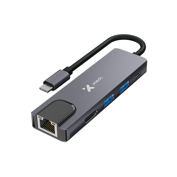 Xtech - Hub - 5 puertos - 5-in-1 USB-C® RJ-45  XTC-5 (XTC-572)
