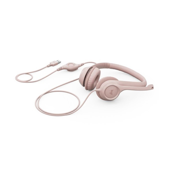 Audífonos Logitech USB H390 con Cancelación de Ruido  Color Rosa (981-001280)