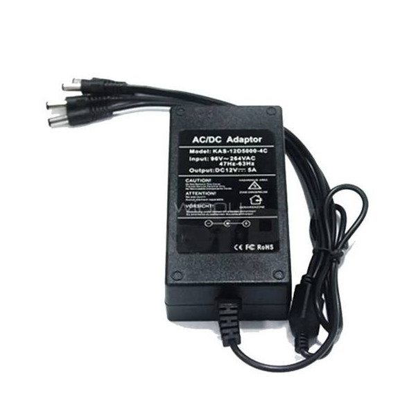 Fuente de Poder Folksafe 12V 5A con 4 conectores DC