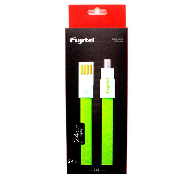 CABLE FUJITEL USB A MICRO USB - 24CMS PLANO IMANTADO VERDE