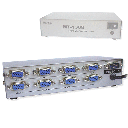 Splitter Multiplexor Video 1 X 8 Monitores  (Para Conectar 8 Monitores A 1 Computador) 