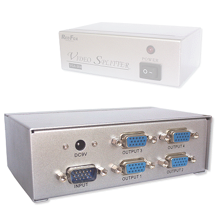 Splitter RedFox Multiplexor Video 1 X 4 Monitores