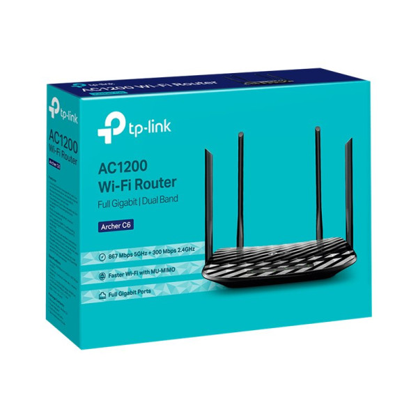 TP-LINK Archer C6 - Enrutador inalámbrico - conmutador de 4 puertos - 1GbE - Wi-Fi 5 - Doble banda (ARCHERC6)