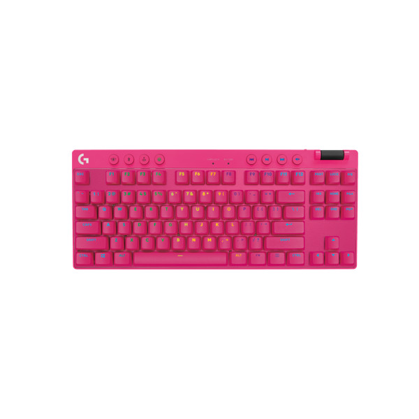 Teclado Mecánico Inalámbrico Logitech PRO X TKL LIGHTSPEED, Switch GX Brown, Inglés, Magenta
