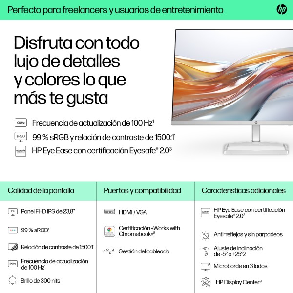HP SERIES 5 23.8IN WHITE MONITOR 524SW (94C21AA#AKH)