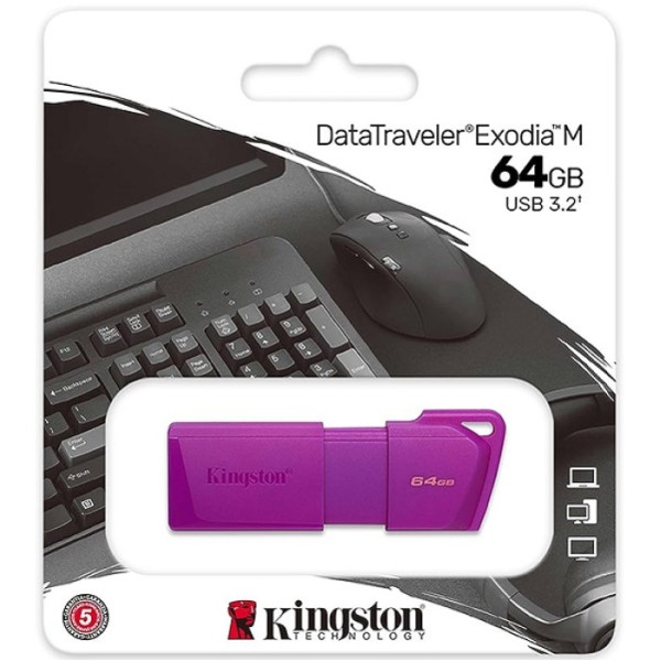 Pendrive Kingston flash drive 64GB USB 3.2 Gen 1 - NEON Purple (KC-U2L64-7LP)