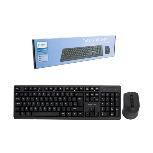 Combo Mouse + Teclado Inalámbricos PhilcoSPT6354K, Negro (29PPR6354K)