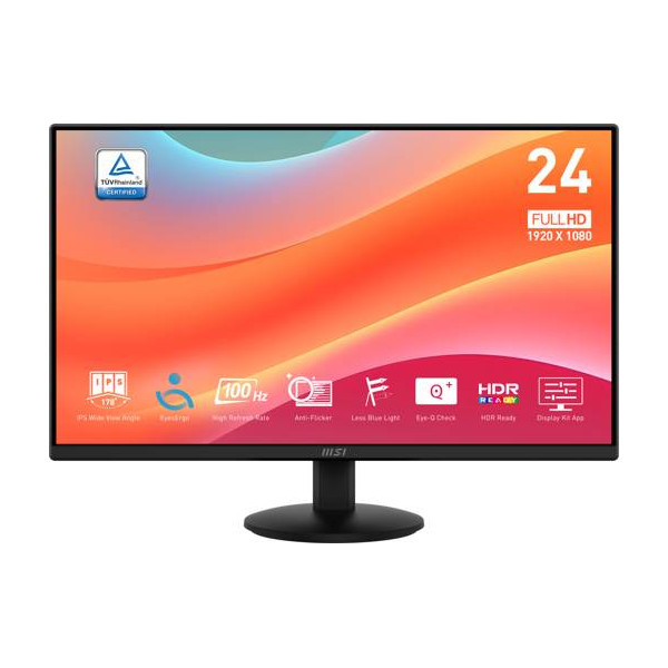 Monitor Plano MSI PRO MP242L 23.8 FHD IPS - 100Hz, 1ms, HDR Ready, HDMI/DP (824142381748)