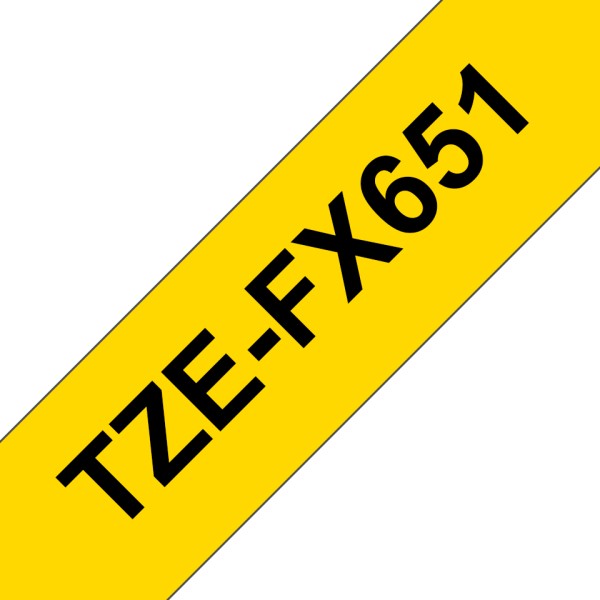 Brother TZeFX651 - Black on yellow - Roll (2.39 cm x 7.99 m) 1 roll(s) flexible tape - for P-Touch PT-3600, D600, D800, E500, E550, H500, P750, P900, P950; P-Touch EDGE PT-P750 (TZEFX651)