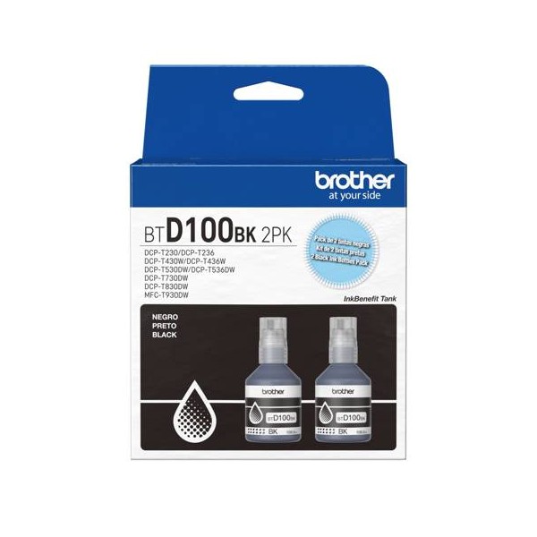 Pack 2 Tintas Brother BTD100BK Negro (BTD100BK2PK)