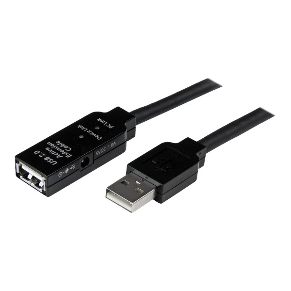 StarTech.com Cable de Extensión Alargador de 10m USB 2.0 Hi Speed Alta Velocidad Activo Amplificado - Macho a Hembra USB A - Negro - Cable alargador USB - USB (H) a USB (M) - USB 2.0 - 10 m - ac ... (USB2AAEXT10M)