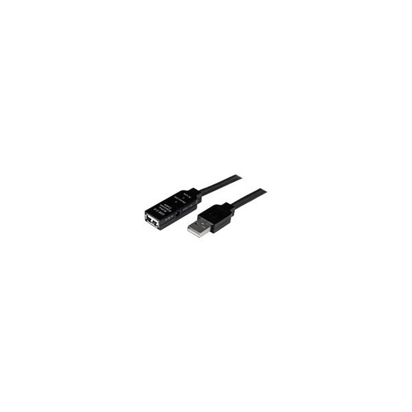 StarTech.com Cable de Extensión Alargador de 10m USB 2.0 Hi Speed Alta Velocidad Activo Amplificado - Macho a Hembra USB A - Negro - Cable alargador USB - USB (H) a USB (M) - USB 2.0 - 10 m - ac ... (USB2AAEXT10M)