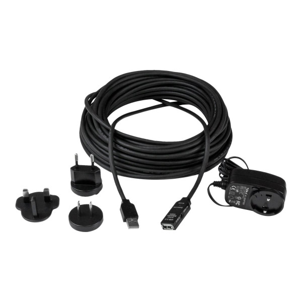 StarTech.com Cable de Extensión Alargador de 10m USB 2.0 Hi Speed Alta Velocidad Activo Amplificado - Macho a Hembra USB A - Negro - Cable alargador USB - USB (H) a USB (M) - USB 2.0 - 10 m - ac ... (USB2AAEXT10M)