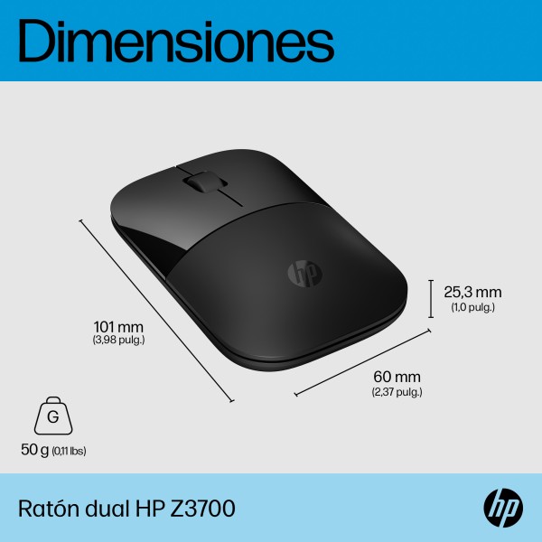Z3700 DUAL MOUSE INALAMBRICO NEGRO (758A8AA#ABA)