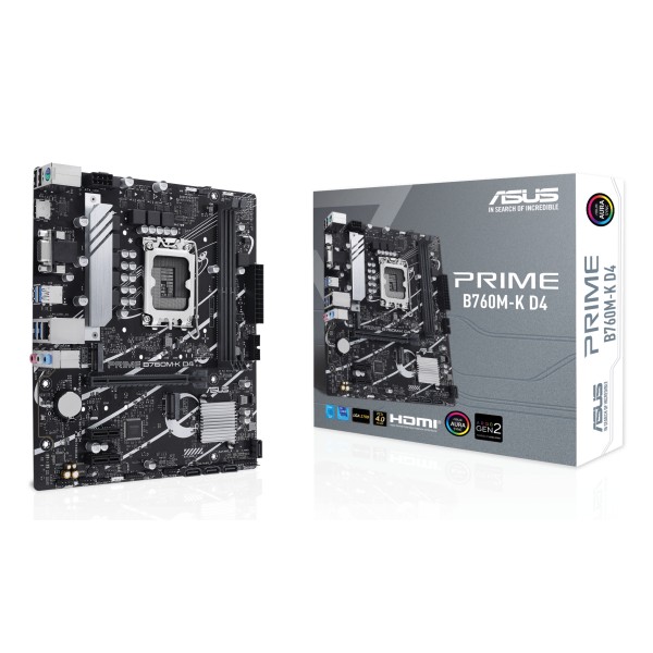 ASUS - PRIME B760M-K D4 - Motherboard - 90MB1DS0-M1EAY0 (90MB1DS0-M1EAY0)