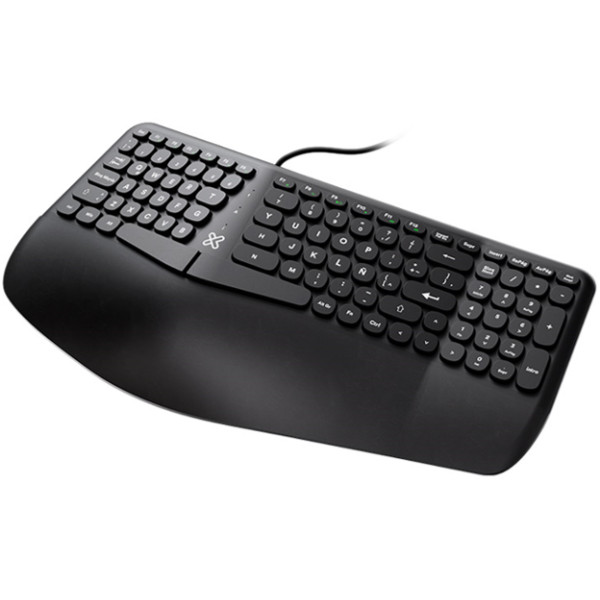 Klip Xtreme - Keyboard - Wired - Spanish - USB - Ergonomic Design - Black - Ergonomical (KBK-260S)