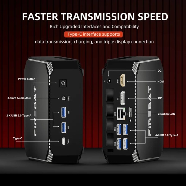 Mini PC FIREBAT A6 AMD Ryzen 7 7735HS 16 GB LPDDR5 RAM 512 GB Ssd Mvme WiFi6 BT5.2 WIN11 PRO
