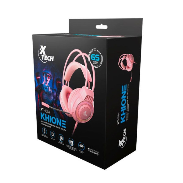 Audifono Gamer Khione Multiplataforma LED XTH-564 Pink (XTH-564)